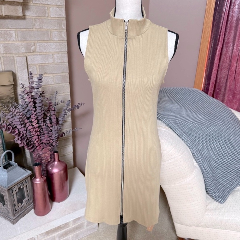 NWT Reformation Tan Zipper Mini Dress Medium